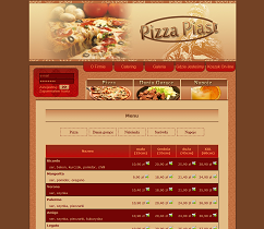 Strona domowa pizerii Piast z obsługą zamówień on-line